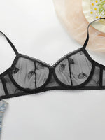 Women's Sexy Embroidered Lips Love Pattern Lace Sexy Underwear Set with Steel Rim Gathering Push Up Breathable Bra Set YS3059