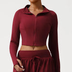 Women's Seamless Yoga Top Zipper Long-sleeved Sports Jacket Outdoor Fitness Gym Casual Top