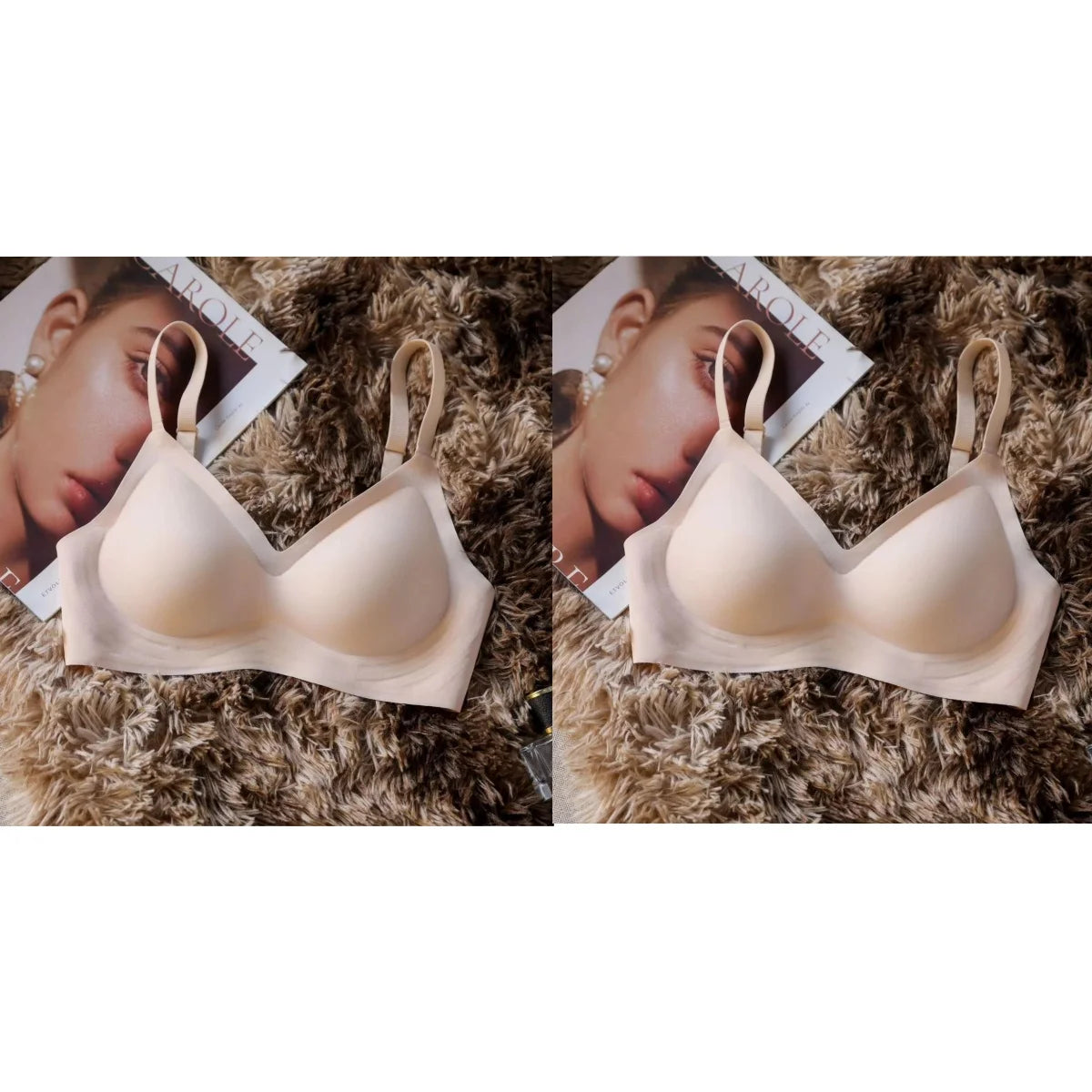 2Pcs/Set Women Seamless Bra Sexy Lingerie Support Non-wire Padded Bras Adjust Shoulder Straps Comfort Intimates S-XXL