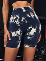 Tie Dye Yoga Shorts Marble Gym Shorts Women Push Up Sports Shorts Women Fitness Tights Breathable High Waist Booty Shorts