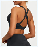 Solid Color Sports Bra Women Cross Back High Support Yoga Bra Sports Top Compression Training Gym Bras Fitness Underwear Woman