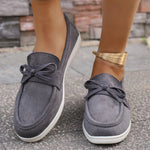Solid Color Faux Suede Flat Shoes Women Spring Autumn Plus Size Bowknot Flats Woman Round Toe Non Slip Casual Shoes Female