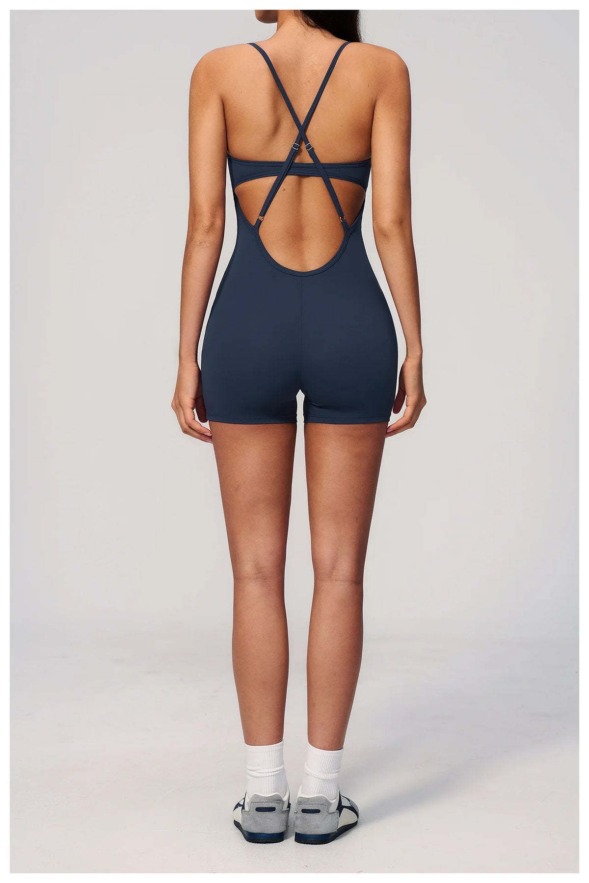 New Cross Back Yoga Jumpsuit Women Tight Sleeveless Hollow Out Sports One Piece Suit Butt-Lifting Shorts Fitness Bodysuits