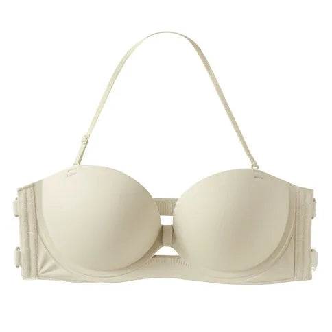 Strapless Push Up Bra, Wireless Half Cup Detachable Straps Anti-Slip Women Brassiere Small Bust Lift Sexy Cross Back Underwear