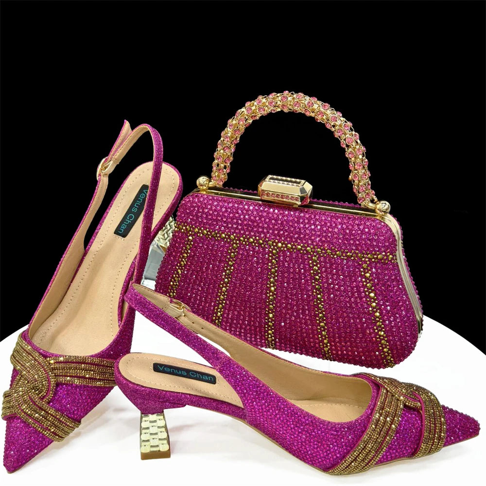 Doershow Lastest Italian Design Fashion Style Ladies Shoes with Matching Bag Set 2024 Nigerian Shoes and Bag Set HAS1-5