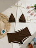 New Coffee Patchwork Two Piece Bikini Set 2026 Women Halter Push Up Bra High Waist Swimsuit Summer Holiday Bathing Suit Swimwear