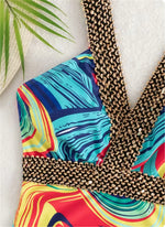 Vigoashely 2025 Sexy Print Strapped Swimwear Women Push UP One Piece Swimsuit Monokini Backless Hollow Summer Bathing Suit