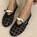 Korean Sle Polka Dot Me Breathable Flat Bot Mary Jane oes Women's Ballet Sle round Head Single oes Soft Bot