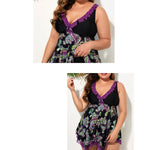 Women Plus Size Summer Two Piece Tankini Set Paisley Print Quick Dry Modest Swimwear Sexy Ruffle Trim Sleeveless Top With Bottom