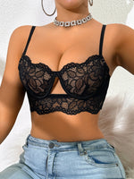 Women Floral Lace Bra Sexy Hollow Out Underwire Thin Underwear Scalloped Trim Sexy Lingerie