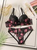 High Quality Printed Patchwork Lace Sexy Lingerie Set For Women's Push Up Bras With Steel Ring Underwear A2174