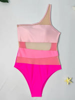 2026 Mesh Swimsuit Women One Piece Shoulder Padded Swimwear Female Sexy Bathers Bathing Swimming Swim Suit Beachwear XL