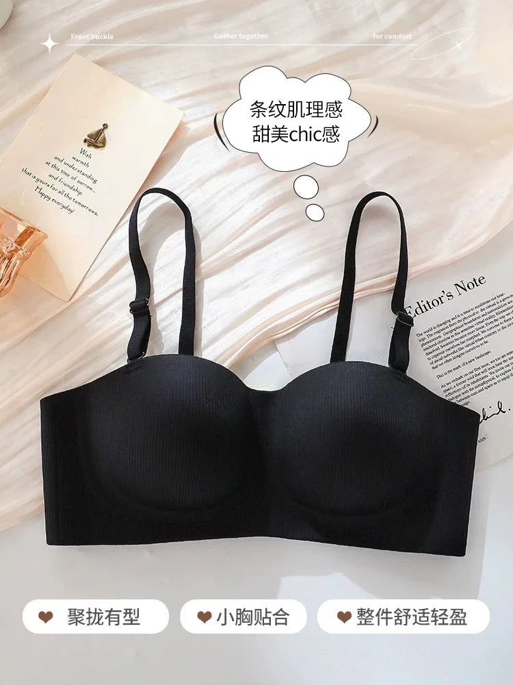 Hot Sale Japanese Style Seamless Underwear, Small Chest Gathered Push-Up Bra for Teens, Pure Sensual Wireless Bralette MOYISU