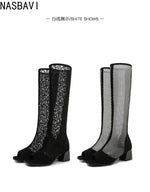 2026 New Spring Summer Sandals Boots Female Sexy Knee Cool Boots Women Gladiator Mesh Round Toe Zipper Shoes Rome Big Size 43