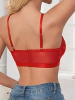 1pcs Red 3/4 Cup Wire-Free Brassiere for Women Bras Fashion Style Sexy Lingerie No Pad Erotic Lace Breathable Female Underwear