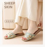 Breathable Indoor Linen Slippers For Women Men Home Floor Shoes Chinese Style Emrobidery Anti-slip Couples House Bedroom Slides
