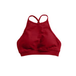 NCLAGEN Dynamic High Neck Backless Sports Bra Support Back Cross Fitness Underwear Push-up Gym Clothes Workout Sports Tank Top