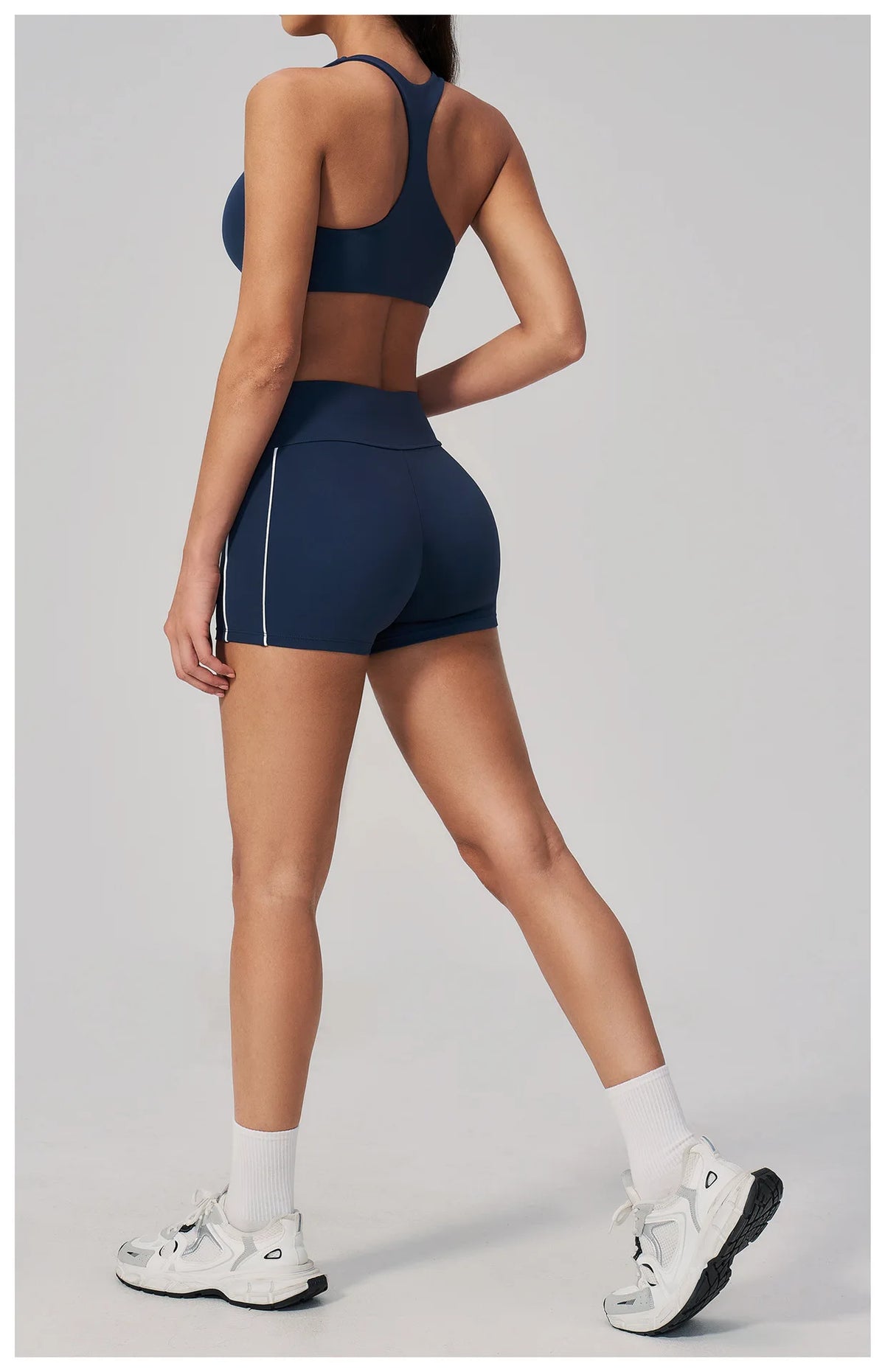 Quick Drying Shaved Tight Yoga Suit for Women Color Contrast Slim Sports Bra High Waist Shorts Running Fitness Suits Tracksuit