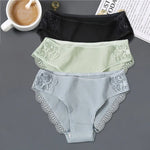 New 3Pcs/set Women's Cotton Panties M-2XL Women Patchwork Lace Underwear Sexy Low Waist Briefs Ladies Comfortable Underpants