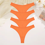 4PCS Women Seamless Thong Cotton Thin Strap Low Waist High Flexibility Panties Sexy Underwear Ladies Briefs T-back Soft Women