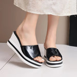 Women Slippers Retro Wedge Sandals Fish Mouth High Heels Shoes Women Thick Bottom Large Size