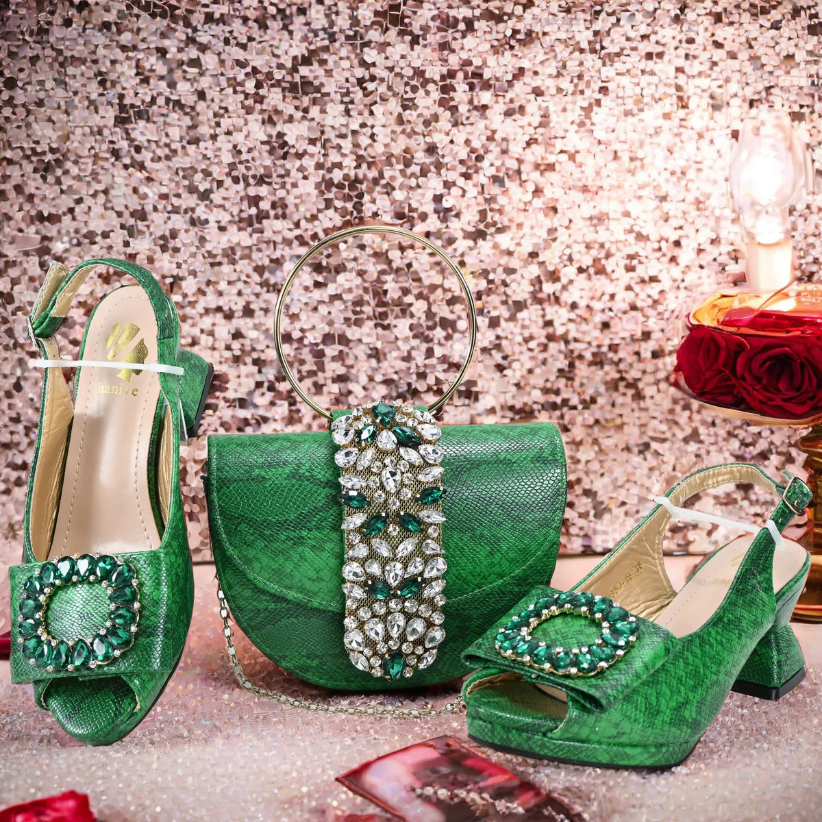 doershow High Quality African Style Ladies Shoes And Bags Set Latest sky blue Italian Shoes And Bag Set For Party Hgv1-1
