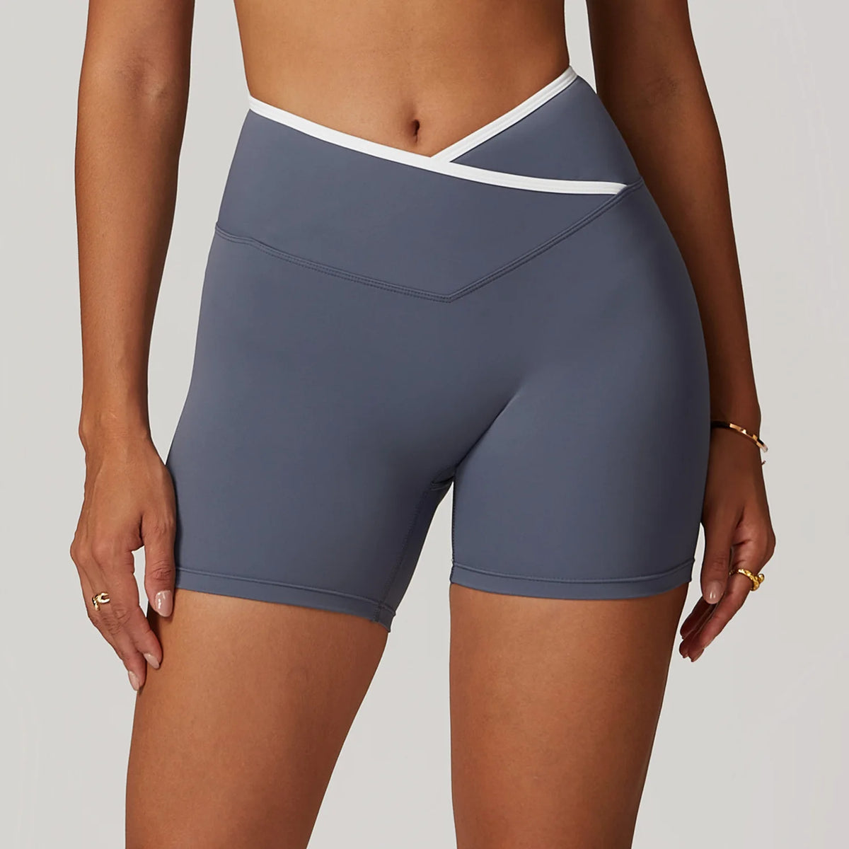 Women Gym Shorts Fitness Sports Biker Shorts V Waist Band Yoga Shorts Workout Tights Scrunch Butt Seamless Leggings Woman Pants