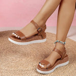 Women's Casual Wedge Sandals Open Toe Buckle Woman Summer Beach Sandal Shoes for Women 2026 Platform Solid Color