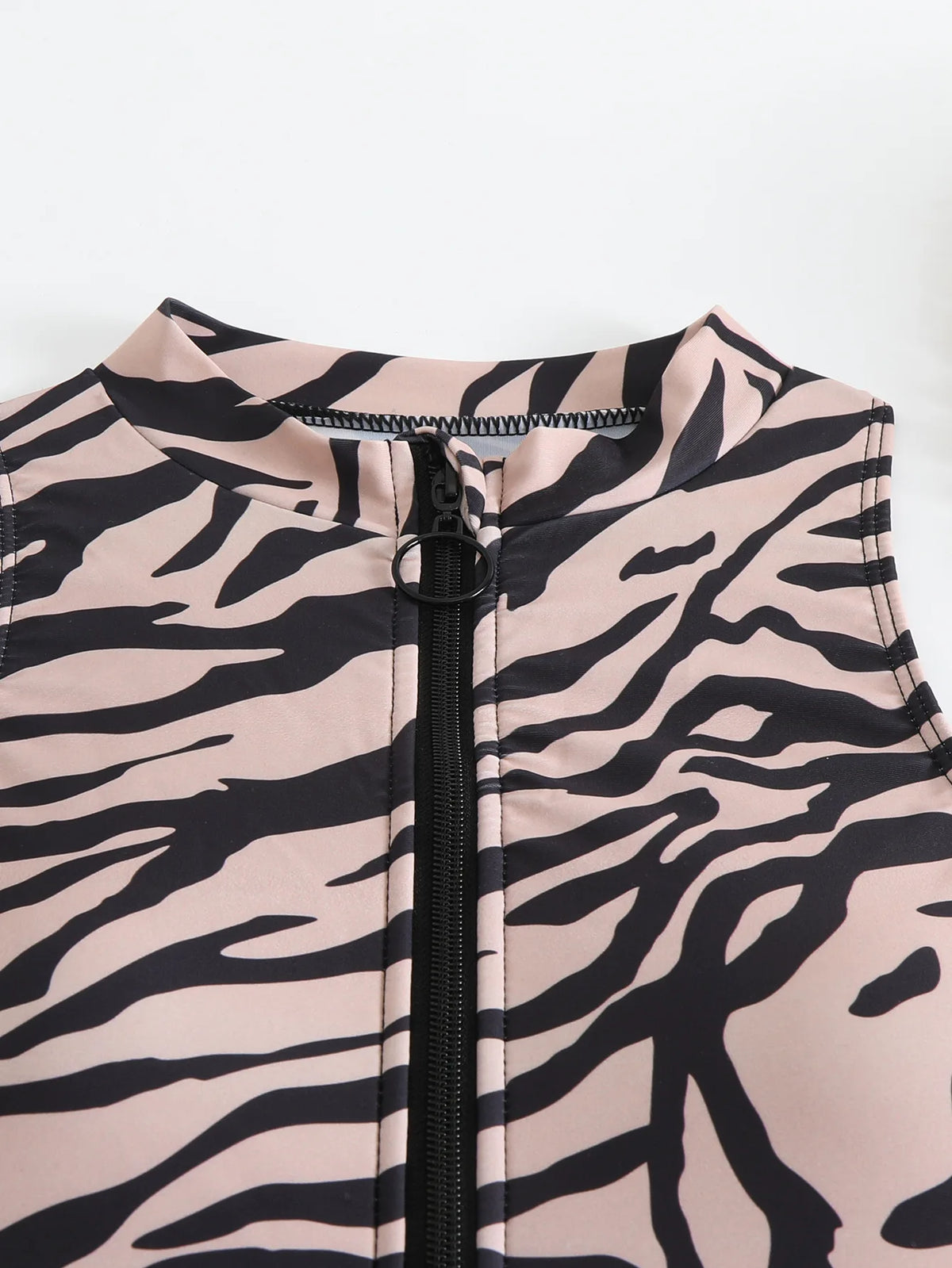 Zebra Print One Piece Swimsuit Woman High Neck Bodysuit Zipper Swimwear Beach Wear Leopard 2024 Bathing Suits Holiday Summer