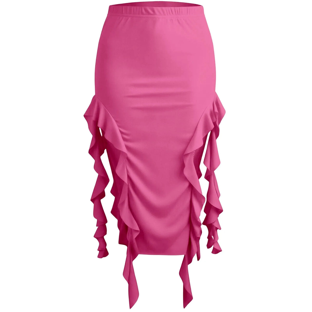 Women Western Boho Midi Skirt High Waist Ruffled Asymmetrical Hem Slit Flowy Summer Skirts Casual Cowgirl Style Streetwear Y2k