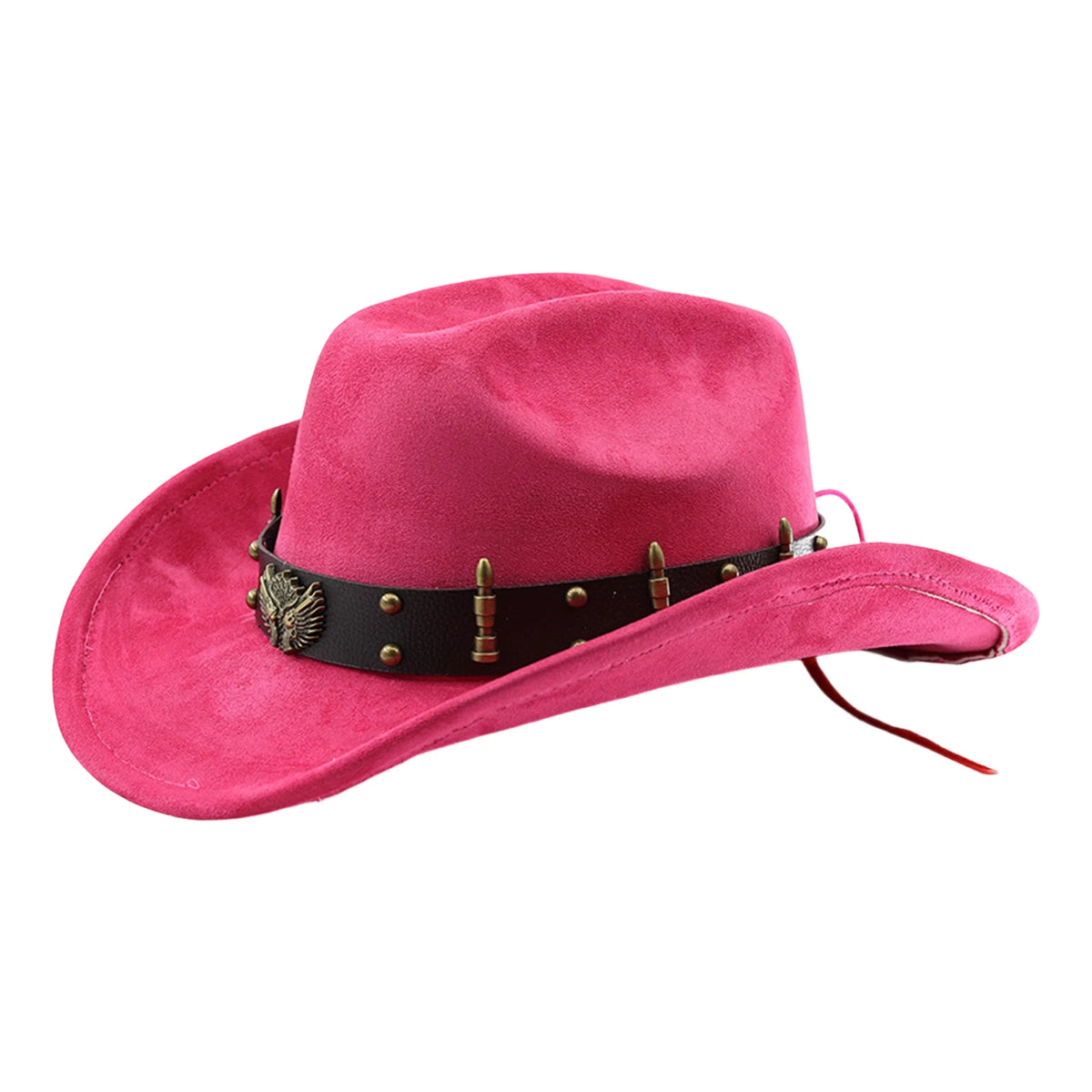 Summer Women Men Felt Cowgirl Hat with Belt Stylish Western Hat Casual Jazz Caps for Outdoor Party Club