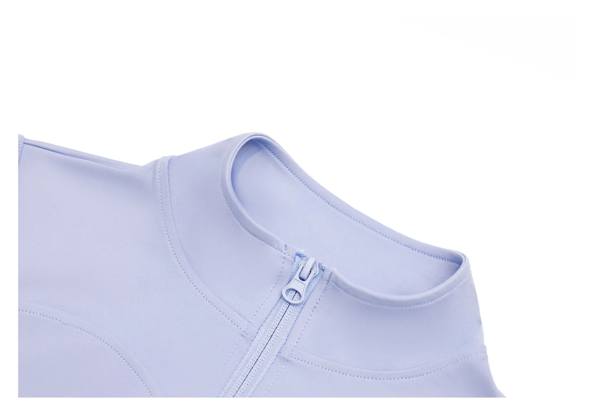 Women Zipper Yoga Shirts Solid Stand Up Collar Elastic Slim Fit Sports Jacket Breathable Sleeveless Sunscreen Workout Clothes