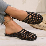 Women Jelly Flats Mesh Ballet Flats Closed Toe Beach Jelly Shoes Lightweight Casual Flat Sandals Breathable for Summer Beach