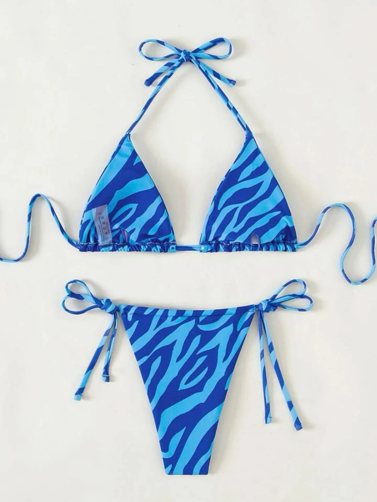 ZTVitality All Over Print Halter Triangle Tie Side Bikini Swimsuit 2023 New Arrival Biquini Padded Women's Swimwear Summer Sexy