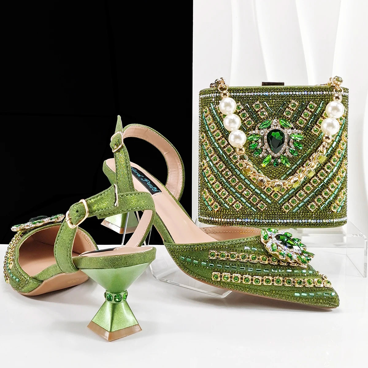 Doershow new come Matching Women Shoe and Bag Set Decorated gold Nigerian Shoes and Bag Set Italy Shoes and Bag set !HFG1-1