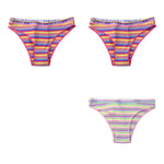 3Pcs/Set Cotton Panties For Women Colorful Striped Underwear Low Waist Briefs Breathable Underpants Female Sexy Lingerie M-XXL