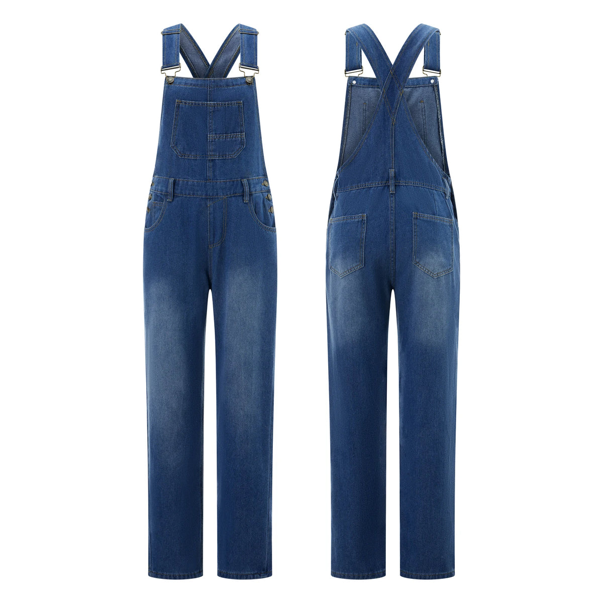 Women Denim Long Jumpsuits Casual Wide Leg Suspender Pants Romper Summer Baggy Bib Overalls
