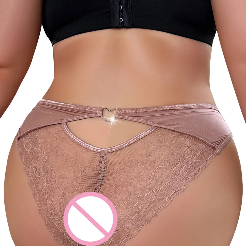 1pcs Plus Size 1XL-4XL Sexy Lace Women's Panties Mid Waist Solid Hollow Out Decor Lady Briefs Comfortable Female Underpants