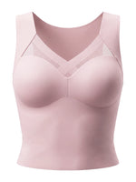 Yoga Sports Bra Elegant Wireless Fixed Cup Tank Bra Front Crisscross Mesh Seamless Back for Daily Party Dating Outfits