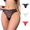 Sexy Jacquard Love Lips Women'sBriefs Buckle Adjustable Waistband Panties Transparent Mesh Yarn Knickers Seamless Lady T-pants
