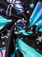 Hallowmas Skull Flower Print Pants Woman 2025 Plus Size Elastic Waist Wide Leg Pant Casual Large Full-length Trousers