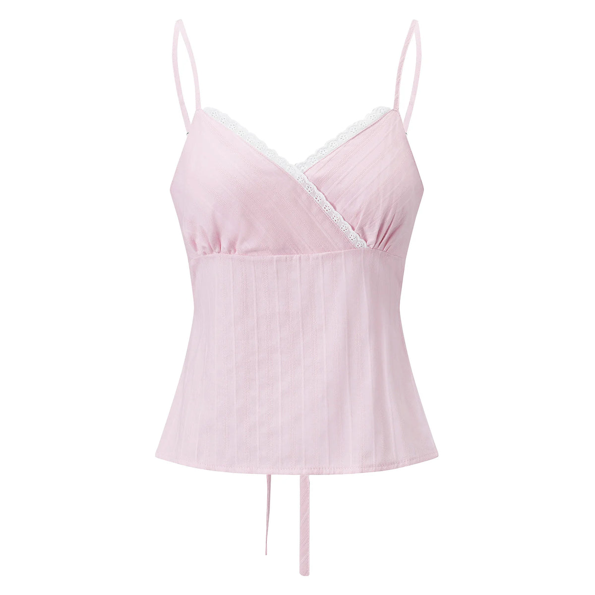 Women Camisole Solid Color Sleeveless Tops V-neck Lace Trim Slim Fit Summer Vest for Party Club