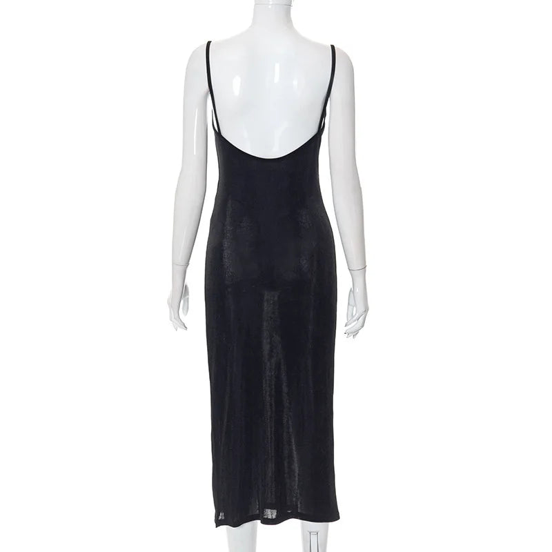 Elegant Sexy Evening Party Dress for Women 2022 New Midi Long Bodycon Slip Dresses Summer Thigh Split Vestidos De Fiesta