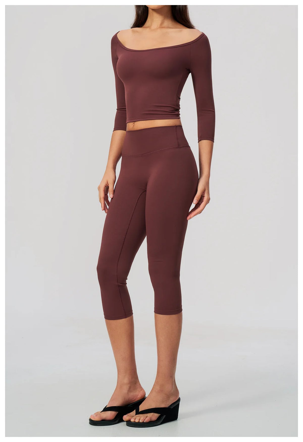Fashion Mid Sleeve T-shirt Yoga Suits Tight Fitting Slim Sports Tops High Waist Peach Hip Mid Pants Gym Running Fitness Outfits