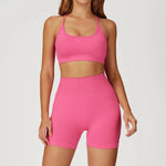 Women's Seamless Yoga Set Quick Drying Slim Fit High-end Feeling Exposed Feeling Set Outdoor Sports and Running Fitness Set