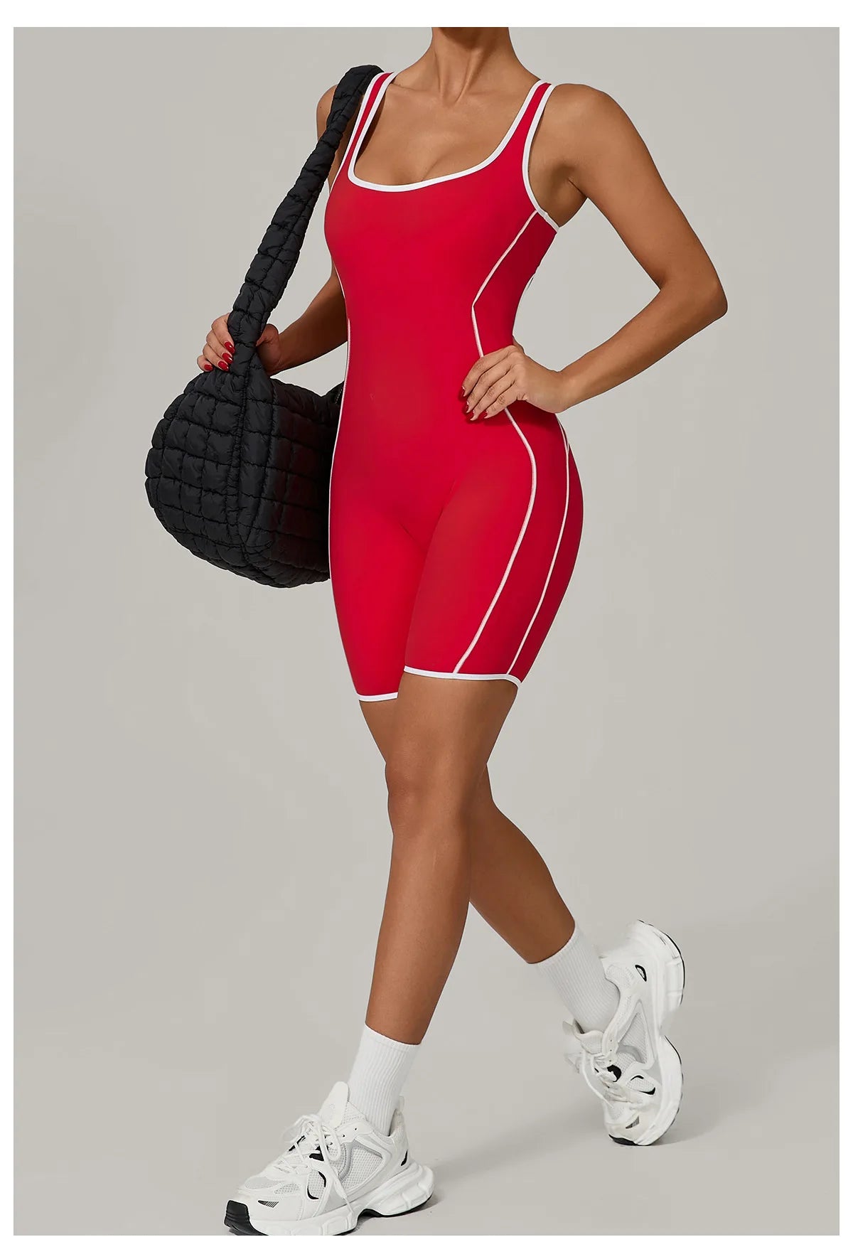 Sexy Sleeveless Backless Scrunch Yoga Jumpsuit Women Black Contrast Hollow One Piece Sports Suit Tight Fitness Sports Overalls