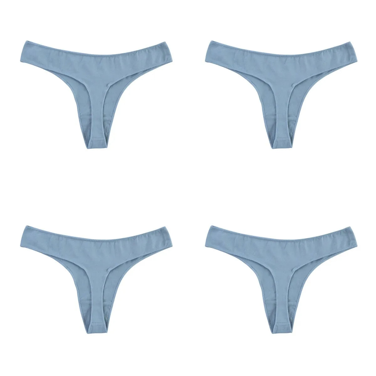 4Pcs/Set Cotton Panties Women Low-Rise Thong G-string Solid Breathable Stretchy Underwear Ladies Sexy T-back Lingerie M-XL