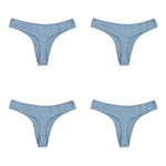 4Pcs/Set Cotton Panties Women Low-Rise Thong G-string Solid Breathable Stretchy Underwear Ladies Sexy T-back Lingerie M-XL