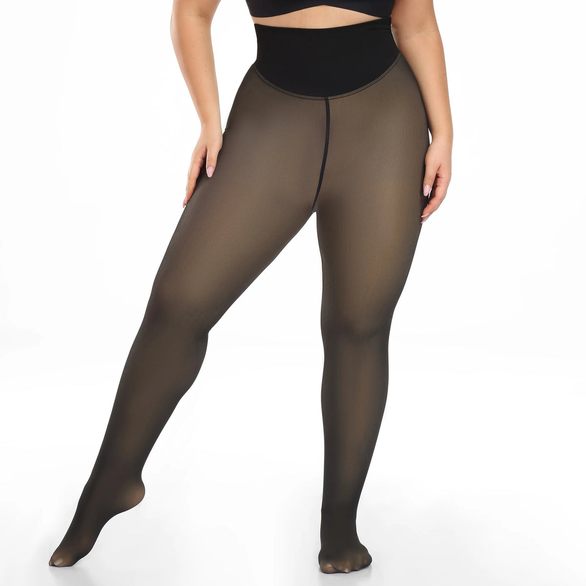 1pc Thermal Stockings Women Fleece Lined Tights Warm Winter High Waist Sexy Translucent Black Pantyhose Thermal Legging Tights