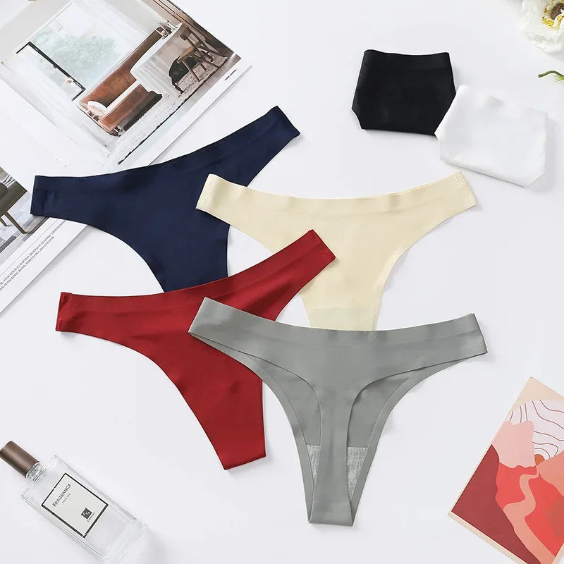 3Pcs/Set Women Panties Ultra-thin Thongs Female Underpants Seamless Underwear Sports Soft Solid Color Low Rise G-string